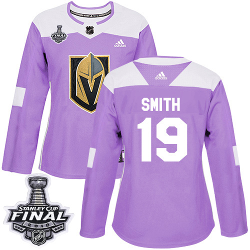 Adidas Golden Knights #19 Reilly Smith Purple Authentic Fights Cancer 2018 Stanley Cup Final Women's Stitched NHL Jersey